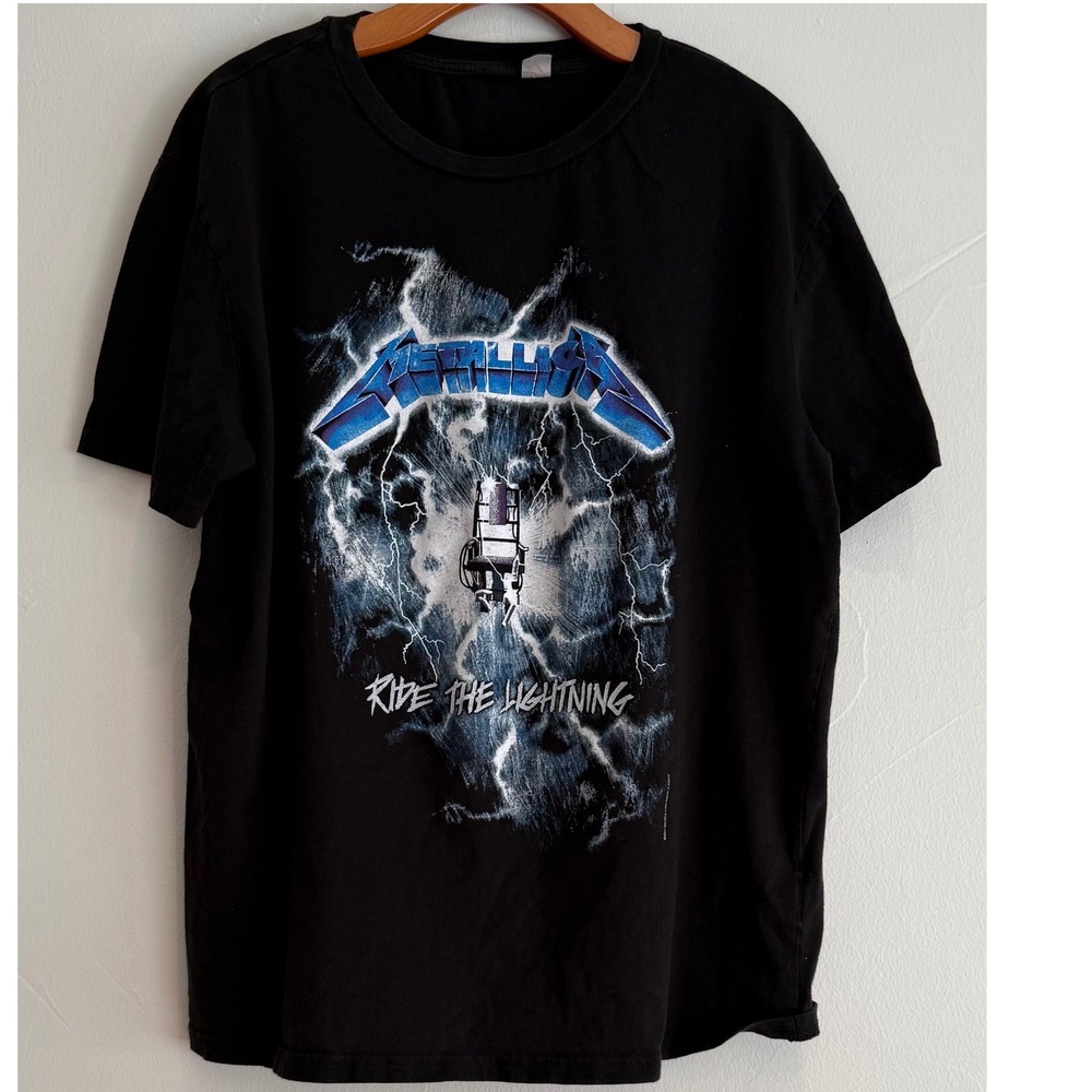 Vintage Style Metallica Ride The Lightning European Tour 1984 T Shirt XL 23x27